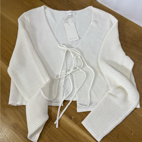NWT Dear John Cream Knit Tie-Front Blouse - Picture 1 of 7